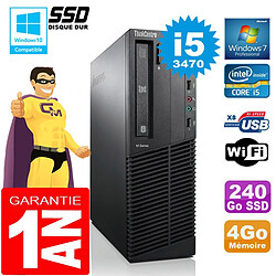 PC Lenovo M92p SFF Core I5-3470 Ram 4Go Disque 240 Go SSD Graveur DVD Wifi W7 - Occasion