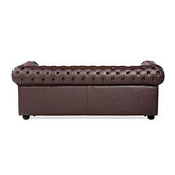 Beliani Canapé 3 places en cuir marron CHESTERFIELD pas cher