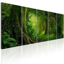 Decoshop26 Tableau toile de décoration murale impression premium en 5 parties sur châssis en bois motif Tropical Jungle 225x90 cm 11_0018057 