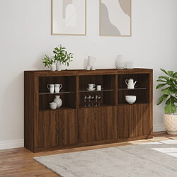 Acheter Maison Chic Commode Buffet - Meuble de rangement avec lumières LED chêne marron 181,5x37x100 cm -GKD53220