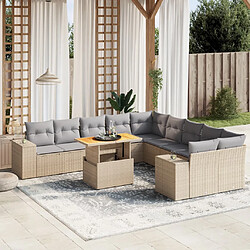 vidaXL Salon de jardin 11 pcs avec coussins beige résine tressée 