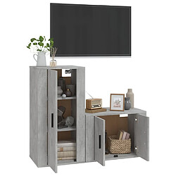 Avis Maison Chic Ensemble de meubles TV 2 pcs pour salon - gris béton bois d'ingénierie -MN66611