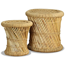 vidaXL Tabourets lot de 2 Bambou et jute