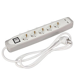 Perel Prise Schuko 5 voies avec 2 ports USB Gris et blanc 