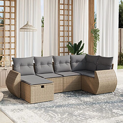 vidaXL Salon de jardin avec coussins 6pcs mélange beige résine tressée 