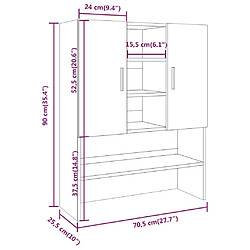 vidaXL Meuble pour machine à laver Sonoma gris 70,5x25,5x90 cm pas cher