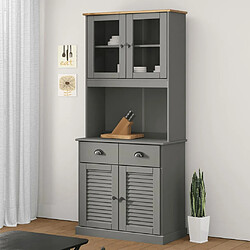 vidaXL Buffet haut VIGO gris 78x40x175 cm bois massif de pin