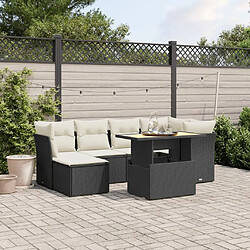 Maison Chic Ensemble Tables et chaises d'extérieur 7pcs avec coussins,Salon de jardin noir résine tressée -GKD292761