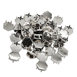 Acheter 50 pcs métal griffe punk rivets hex piques rivet pour sacs chaussures deocr argent