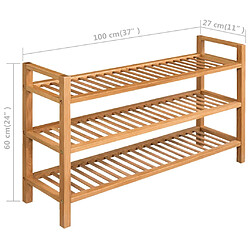 Acheter vidaXL Étagère à chaussures avec 3 étagères 100x27x60 cm Chêne massif