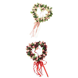 Guirlande de Fleurs de Rose En Forme de Coeur En Soie Artificielle 2pcs