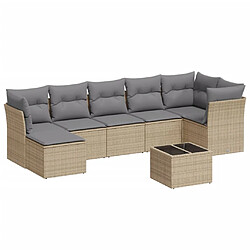 vidaXL Salon de jardin avec coussins 8 pcs beige résine tressée