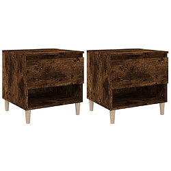 Maison Chic Lot de 2 Tables de chevet,Table de nuit,Table d'appoint pour salon Chêne fumé 50x46x50 cm Bois d’ingénierie -MN29717