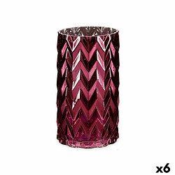 Gift Decor Vase Taillé Epis Rose Verre 11,3 x 19,5 x 11,3 cm (6 Unités) 