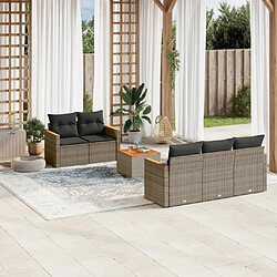 Maison Chic Ensemble Tables et chaises d'extérieur 6pcs avec coussins,Salon de jardin gris résine tressée -GKD531578