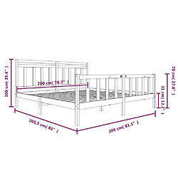 vidaXL Cadre de lit Marron miel Bois massif 200x200 cm pas cher