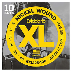 10 Jeux de cordes guitare électrique D'addario EXL125-10P 