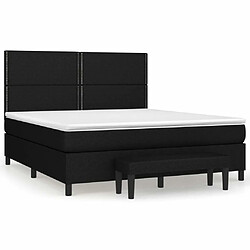 Maison Chic Structures de lit + matelas,Lit à sommier tapissier avec matelas Noir 160x200 cm Tissu -MN80496