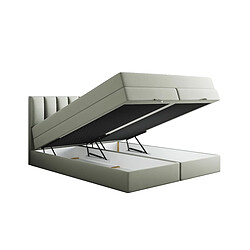 Acheter TRADA Lit adulte 160x200 GUSTO avec rangement et matelas ressorts ensachés - lit double rembourré avec matelas pocket energy springs gris clair