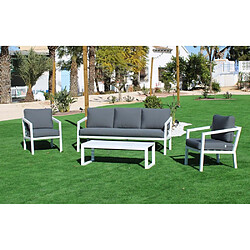 HEVEA Salon de jardin détente en aluminium blanc Acapulco.