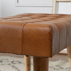 Avis Mes Tabouret 67x39x47 cm en cuir marron et manguier naturel