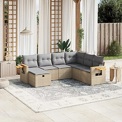 vidaXL Salon de jardin avec coussins 7pcs mélange beige résine tressée 