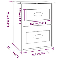 vidaXL Table de chevet murale noir 41,5x36x53 cm pas cher