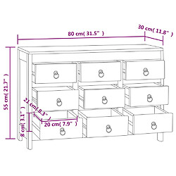 vidaXL Commode 80x30x55 cm Bois massif de teck pas cher