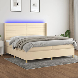 vidaXL Sommier à lattes de lit matelas et LED Crème 200x200 cm Tissu 