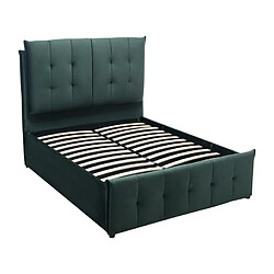 Vente-Unique Lit coffre 160 x 200 cm - Velours - Vert - OLERIA