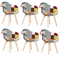 Life Interiors Set of 6 Tulip Patchwork Tub Dining Chair Multicolour 