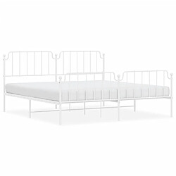 Maison Chic Cadre/structure de lit métal et tête de lit + pied de lit pour adulte - Lit Moderne Chambre blanc 200x200cm -MN47907