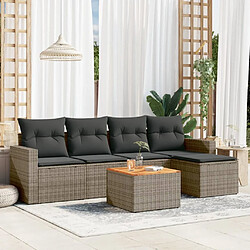 Maison Chic Ensemble Tables et chaises d'extérieur 6pcs avec coussins,Salon de jardin gris résine tressée -GKD346381