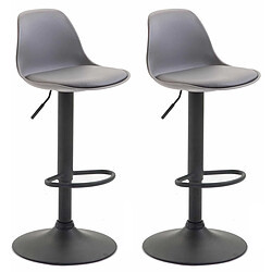 Decoshop26 Lot de 2 tabourets de bar moderne et confortable assise en PVC gris coque en plastique et pieds en métal noir 10_0004239 