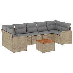 Maison Chic Salon de jardin avec coussins 8 pcs | Ensemble de Table et chaises | Mobilier d'Extérieur beige résine tressée -GKD66644