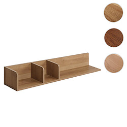 Mendler Etagère murale HWC-M48, étagère suspendue Etagère en bois flottante, 3 compartiments en bois massif de manguier 20x120x21cm ~ naturel