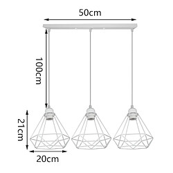 Stoex Suspension Cage forme Diamant Contemporain Lampe Plafonnier Corde Ajustable Lumi pas cher