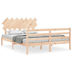 Maison Chic Cadre/structure de lit avec tête de lit pour adulte - Lit Moderne Chambre 140x190 cm bois massif -MN70257