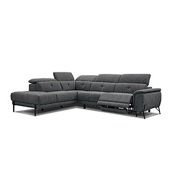 Courtois Laville Canapé d'angle gauche Avena 5 places avec un relax électrique tissu gris foncé 