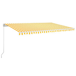 Maison Chic Auvent automatique | Store banne extérieur | Marquise capteur de vent LED 500x350cm Jaune et blanc -MN76661