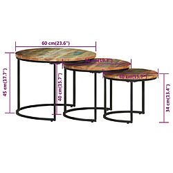 vidaXL Tables gigognes 3 pcs Bois de récupération massif pas cher