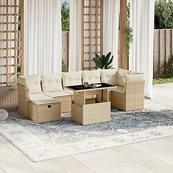 vidaXL Salon de jardin avec coussins 8 pcs beige résine tressée 