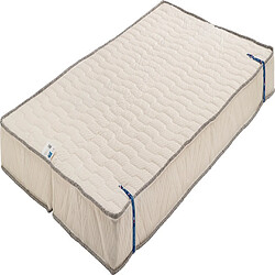 Literie Julien Matelas Ferme Pour tous Clic Clac + Alèse 130x200 x 10 cm avec Latex Naturel sur Face Hiver - Découpe Assise 70 cm - 5 zones de Confort - Face été et Noyau Poli Lattex HR Dernière Génération - Très Respirant