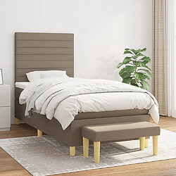 Maison Chic Lit Adulte - Lit simple Lit à sommier tapissier avec matelas moelleux - Meuble de Chambre - Taupe 90x200 cm Tissu -MN39994