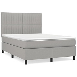 vidaXL Sommier à lattes de lit avec matelas Gris clair 140x190cm Tissu