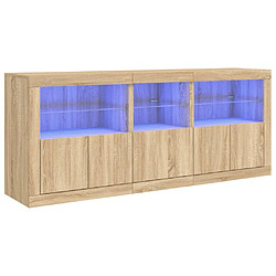 Maison Chic Commode Buffet - Meuble de rangement avec lumières LED chêne sonoma 162x37x67 cm -GKD71554