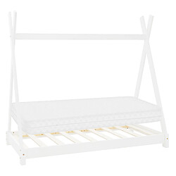 ML-Design Lit d'enfant Tipi + matelas lit style scandinave en bois de pin blanc 80x160 cm