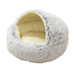 Coussin rond en peluche pour chien et chat à capuche