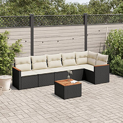 Maison Chic Ensemble Tables et chaises d'extérieur 7pcs avec coussins,Salon de jardin noir résine tressée -GKD986650