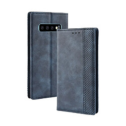 Etui en PU style vintage avec support bleu pour votre Samsung Galaxy S10